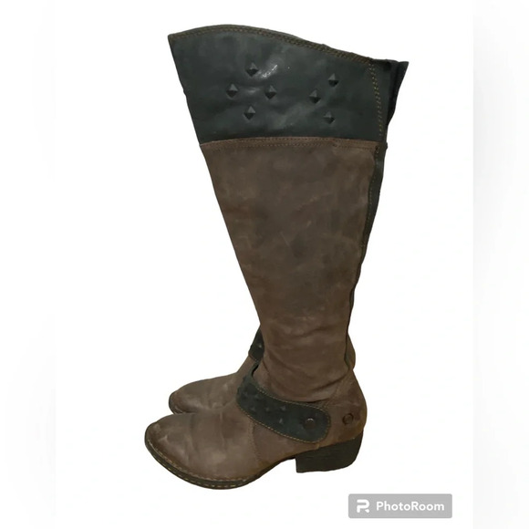 Born Womens Brown Leather Zip Knee High Tall Boots Size 8/39 - Picture 4 of 12